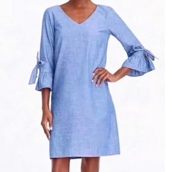 J. Crew Denim Shirt Dress~Bell Tie Sleeves~Size 6